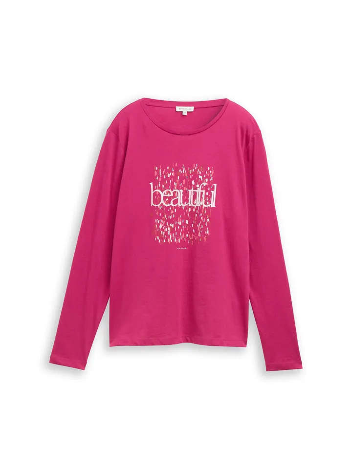 TOM TAILOR Camiseta rosa / magenta / frambuesa / blanco