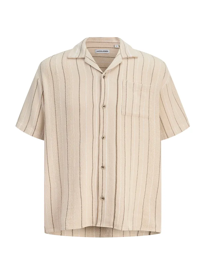JACK & JONES Camisa 'JJEBradley' crema / marrón / blanco