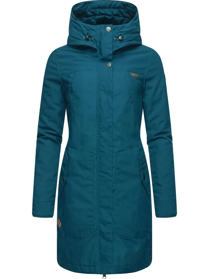 Ragwear Abrigo de invierno 'Jannisa' marrón / verde oscuro / negro / blanco