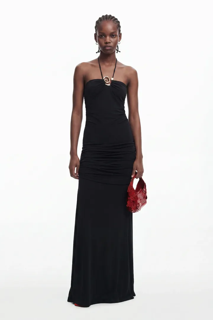 Desigual, Falda abertura lateral, Viscosa, Negro, L