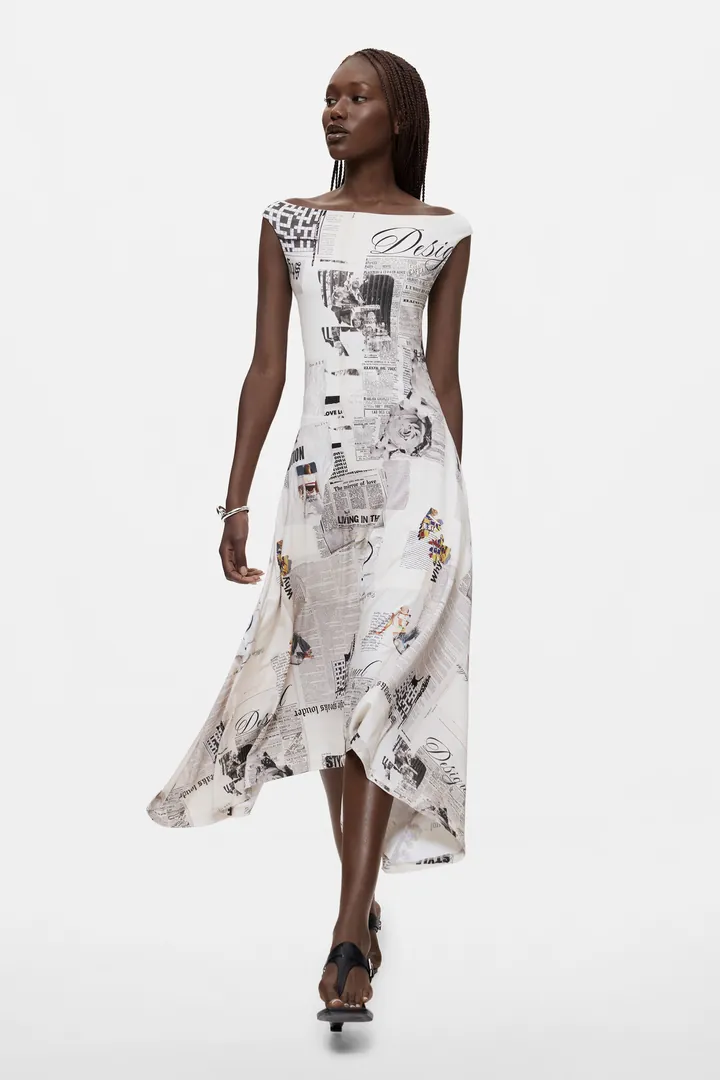 Desigual, Vestido Sin Mangas Estampado, Mujer, Viscosa, Blanco, L