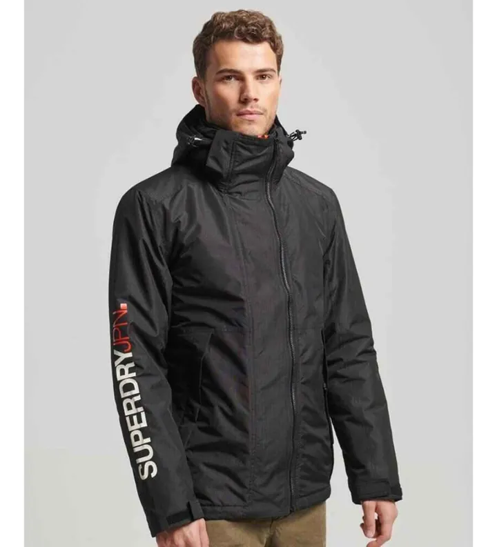 Superdry para hombre. M5011825A Chaqueta cortavientos con capucha Yachter negro (L), Casual, Poliéster, Sostenible