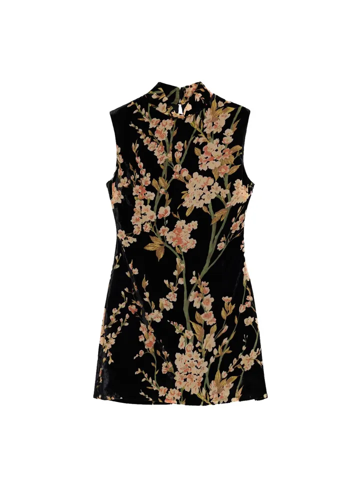 Desigual Vestido beige / verde / salmón / negro