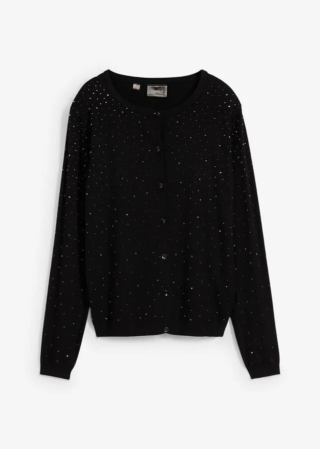 Chaqueta de punto con piedras brillantes