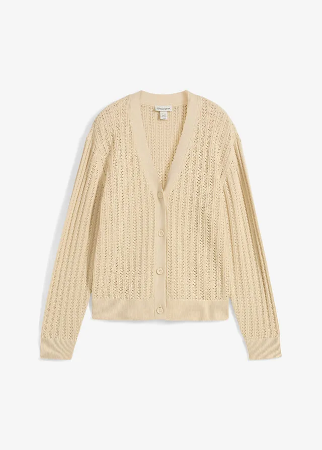 Chaqueta de punto ajour con contenido de lino