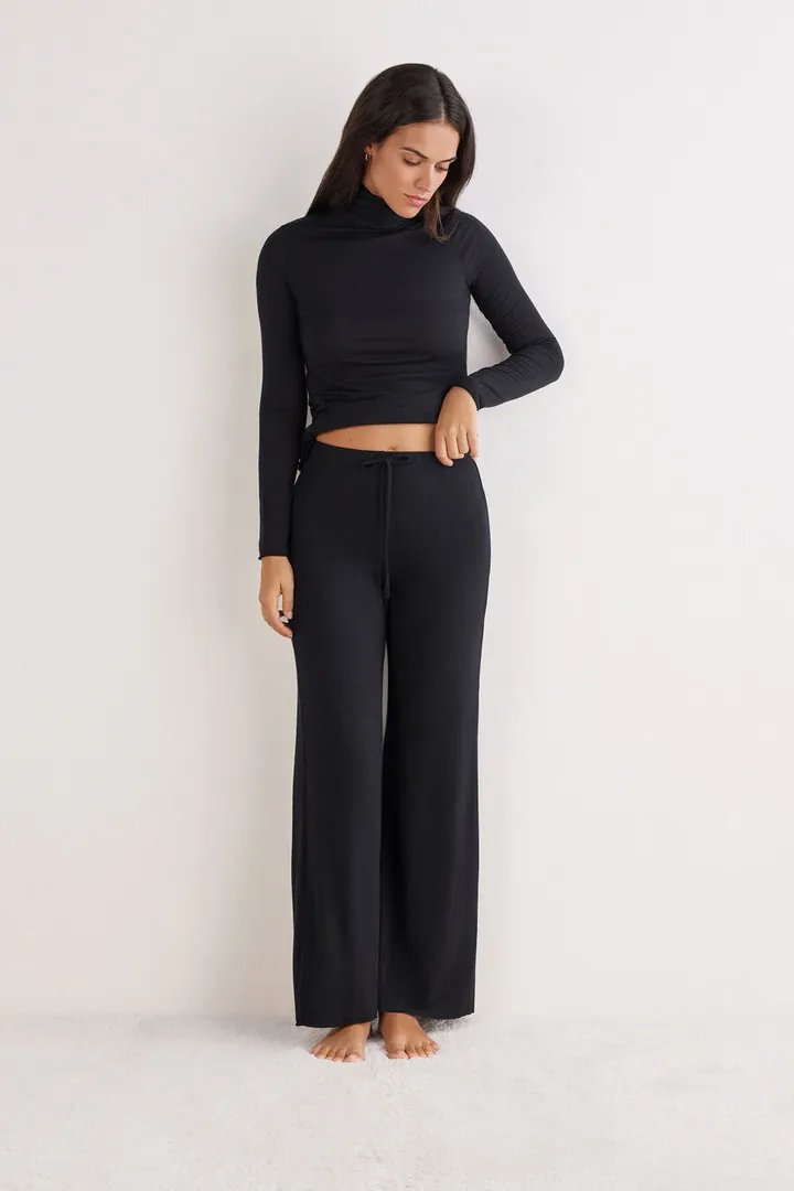 Intimissimi Pantalón Largo Palazzo de Modal con Cashmere Light Mujer Beige Tamaño L