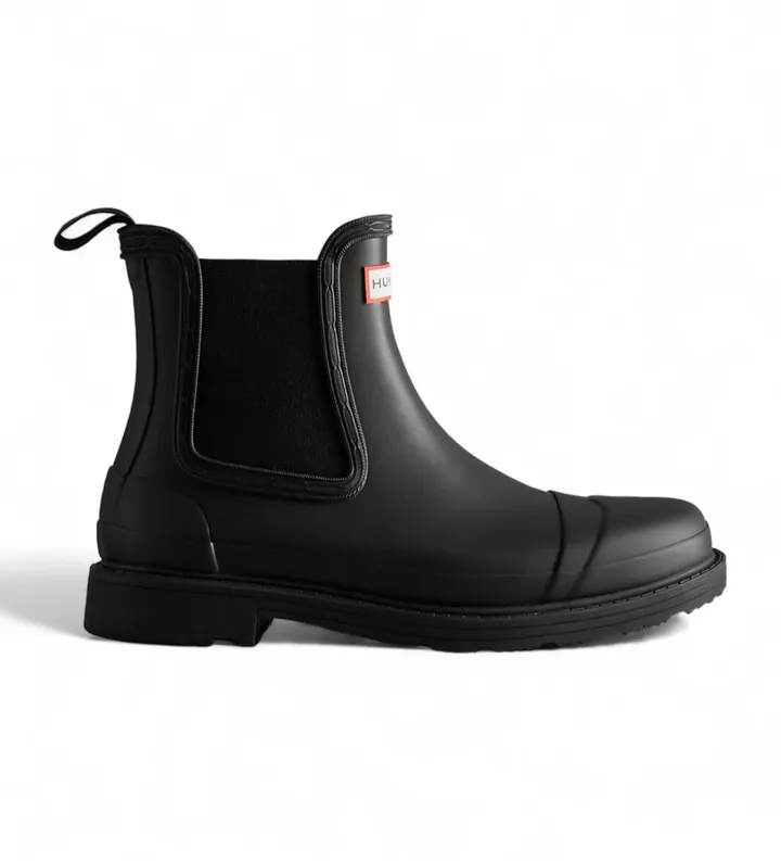 Hunter para mujer. WFS1018RMA Botines Commando Chelsea negro (36), Plano, Ninguno, Casual