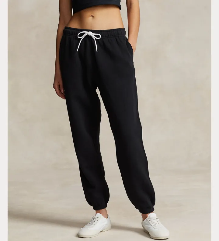 Polo Ralph Lauren para mujer. 211943009003 Pantalón Fleece Athletic negro (L), Casual, Algodón