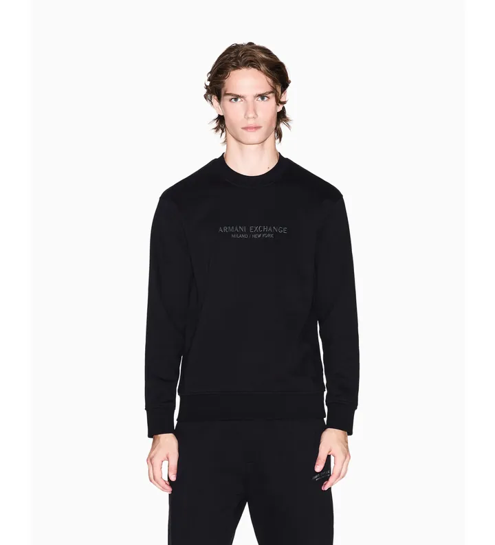 A|X Armani Exchange para hombre. XM001284AF20934UC001 Sudadera con logotipo en negro (L), Casual, Algodón