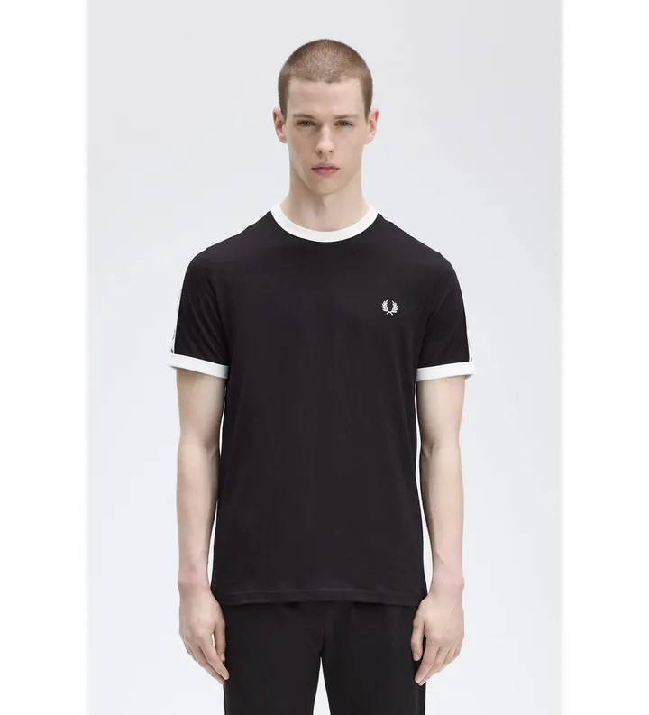 Fred Perry para hombre. M4620 Camiseta Raped Ringer negro (XXL), Casual, Algodón, Manga corta