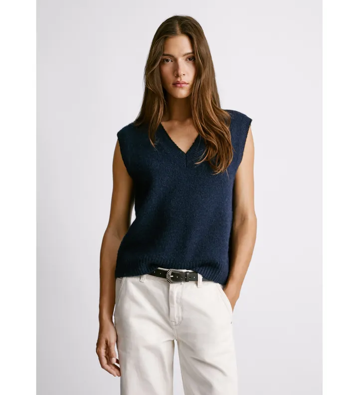 Pepe Jeans para mujer. PL7000070 Chaleco Erica marino (M), Casual, Poliéster, Sin mangas / Tirantes