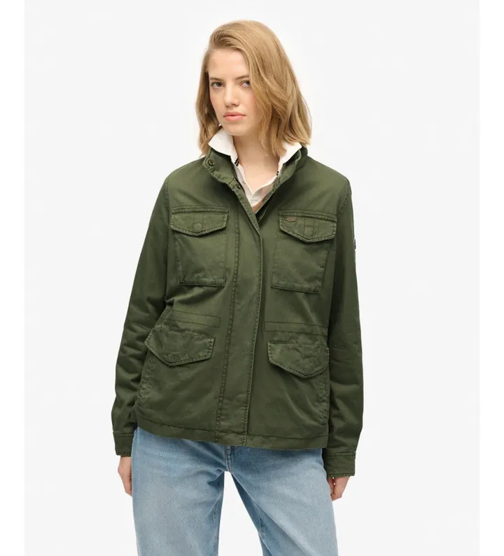 Superdry para mujer. W5012038A Chaqueta M65 Rookie verde (L), Casual, Algodón