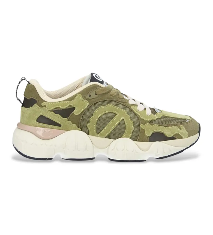 NO NAME para hombre. SNKOSSK Zapatillas de Piel Krazze Camo verde (40), Plano, Cordones, Casual, Deportivo