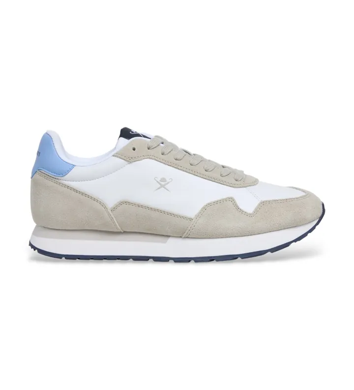 Hackett London para hombre. HMS200107 Zapatillas de Piel Vector Plain blanco (40), Plano, Cordones, Casual