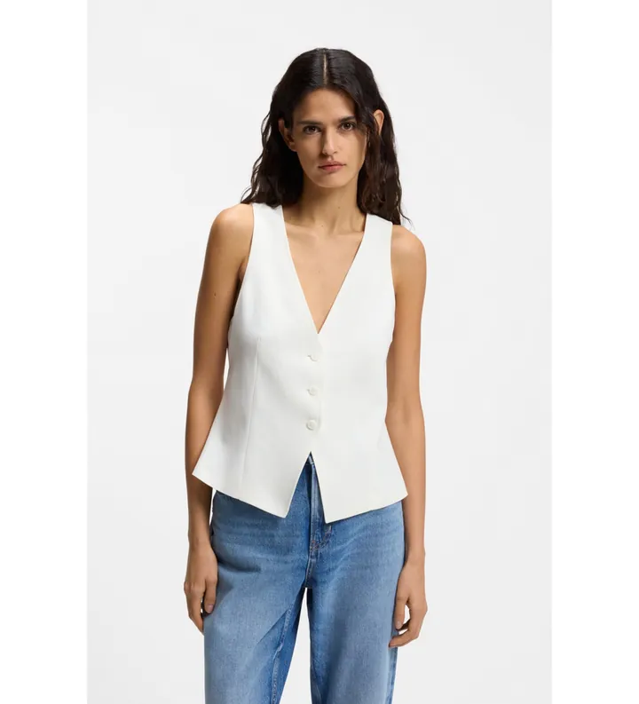 BOSS para mujer. 50557450 Chaleco Jalily blanco (S), Casual, Algodón