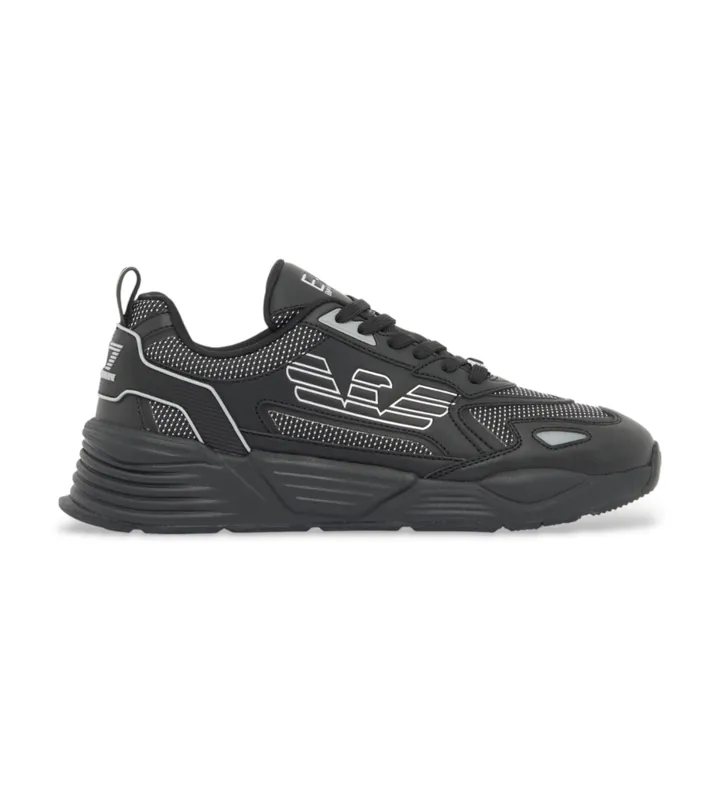 EA7 unisex. 7X000306_AF23595 Zapatillas Ace Runner negro (38), Plano, Cordones, Casual