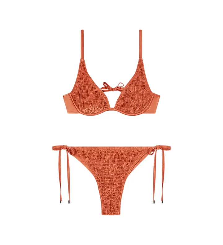 Emporio Armani para mujer. EW003284_AF23750 Bikini Smoking Stitch naranja (L), Beachwear, Poliéster