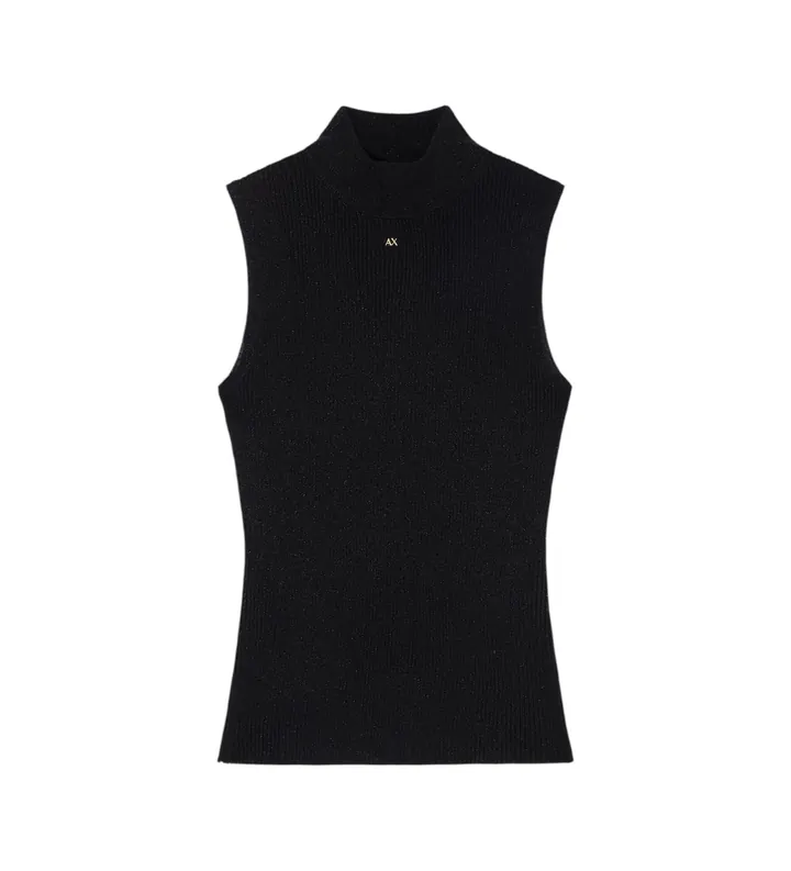 A|X Armani Exchange para mujer. XW001876AF11957MC005 Top de Cuello Alto negro (L), Casual, Viscosa
