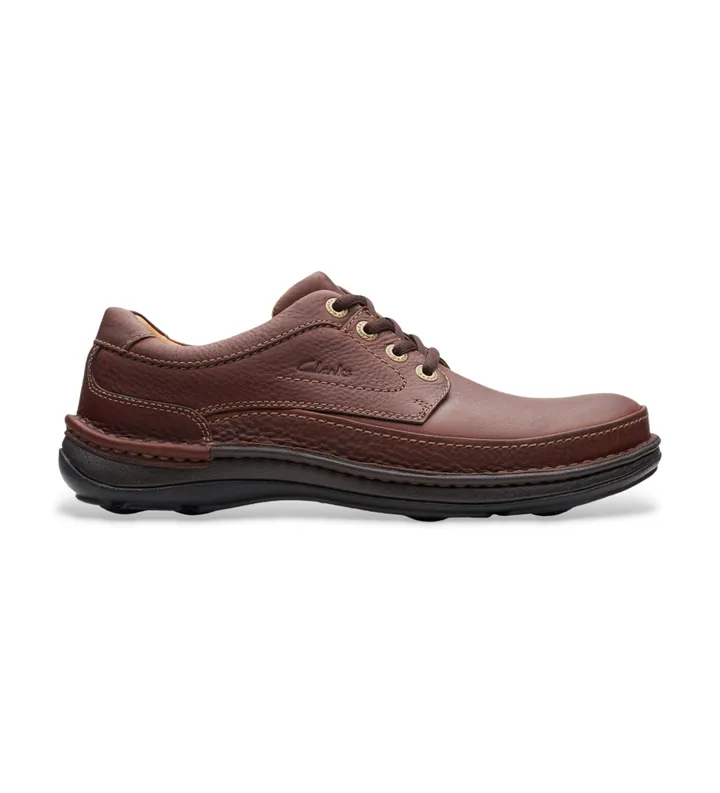 Clarks para hombre. 20339005 Zapatos de Piel Nature Three marrón (39.5), Plano, Cordones, Casual