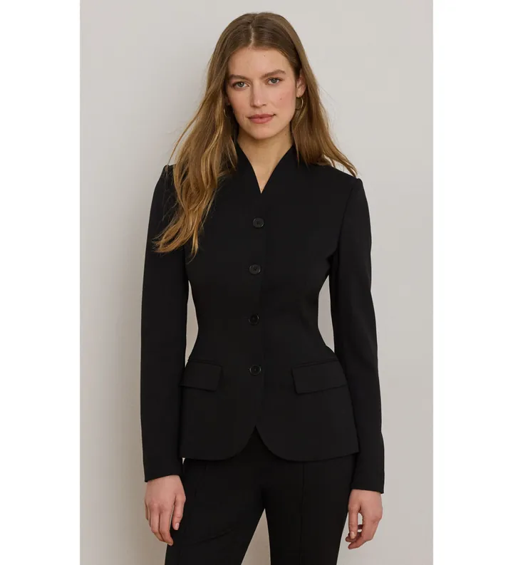 Lauren Ralph Lauren para mujer. 200B24032002 Americana de crepé de lana y elástico negro (32), Casual, Clásico