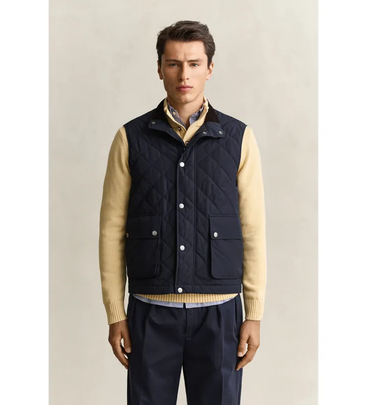 Gant para hombre. 7006640 Chaleco Acolchado azul marino (L), Casual, Poliéster