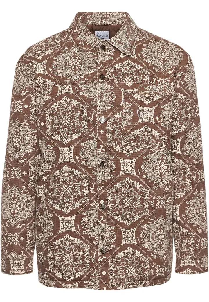 Karl Kani Chaqueta de entretiempo beige / marrón moteado