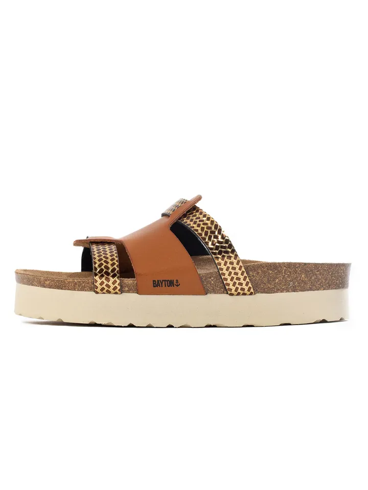 Bayton Zapatos abiertos 'Lecce' camelo / marrón / oro / negro