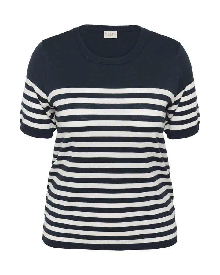 KAFFE CURVE Jersey 'Lizzy' navy / blanco