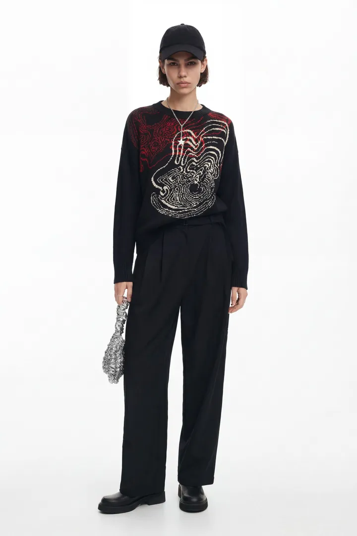 Desigual, Jersey punto ondas M. Christian Lacroix, Negro, L