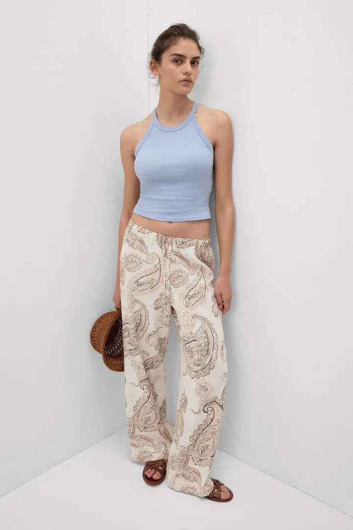 Intimissimi Pantalón de Lino y Viscosa Get Noticed Mujer Impreso Tamaño L