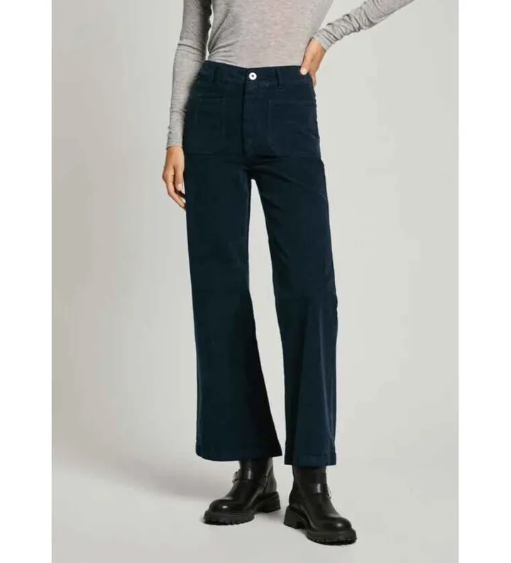 Pepe Jeans para mujer. PL211776 Pantalón de pana fit flare Celia marino (L), Casual, Algodón