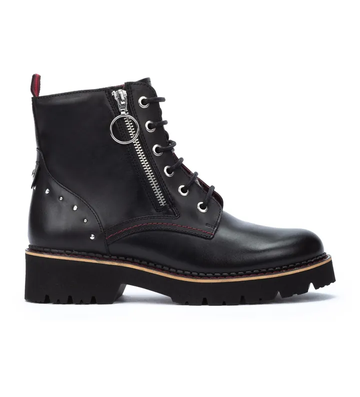Pikolinos para mujer. W6S-8619 Botines de piel Vicar negro (36), Plano, Cordones, Cremallera, Casual