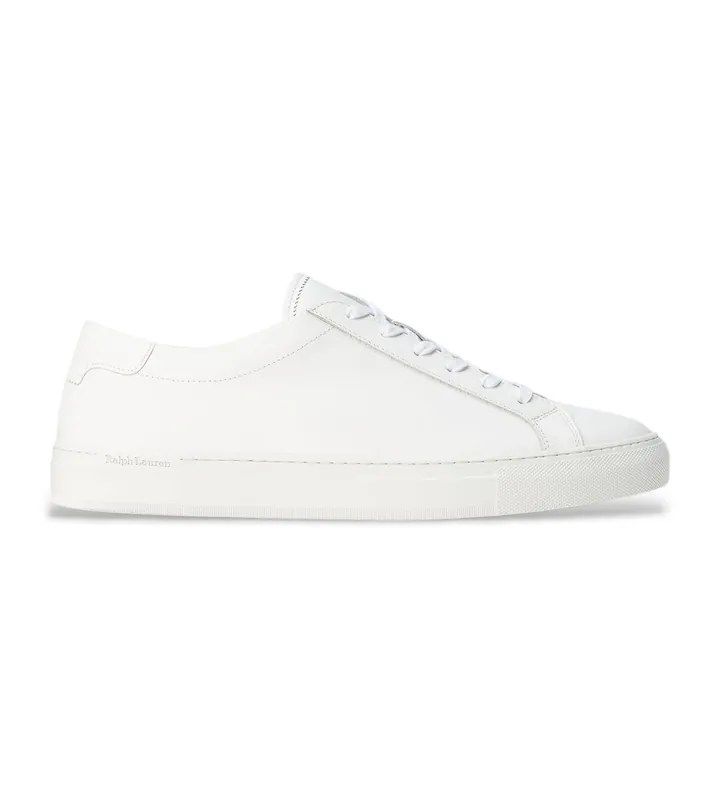 Polo Ralph Lauren para hombre. 809913531001 Zapatillas de piel Jermain blanco (41), Plano, Cordones, Casual