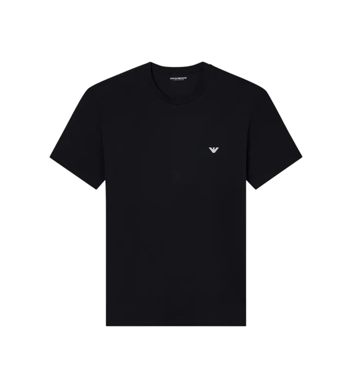 Emporio Armani para hombre. EM000379_AF14133 Camiseta de estar por casa de corte ceñido de punto elástico negro (L), Casual, Homewear, Algod