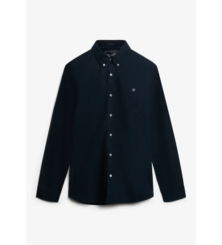 Superdry para hombre. M4011037A Camisa Classic Oxford L/S Eclipse marino (L), Algodón, Clásico, Manga larga