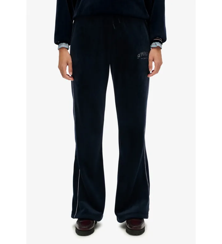 Superdry para mujer. W7011274A Pantalón Country Club Velour Straight marino (L), Casual, Poliéster