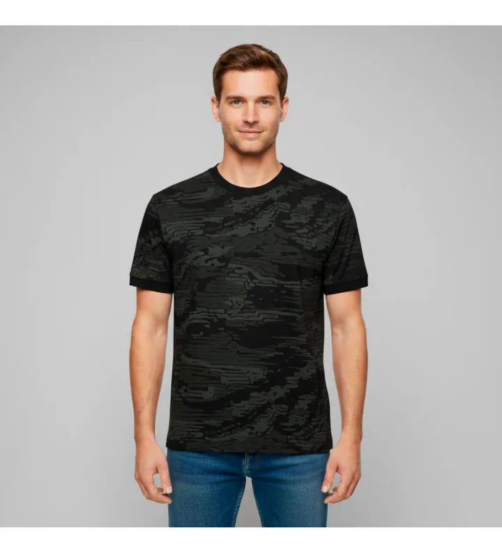 BOSS para hombre. 50553159 Camiseta wildnature negro verdoso (L), Casual, Algodón, Manga corta