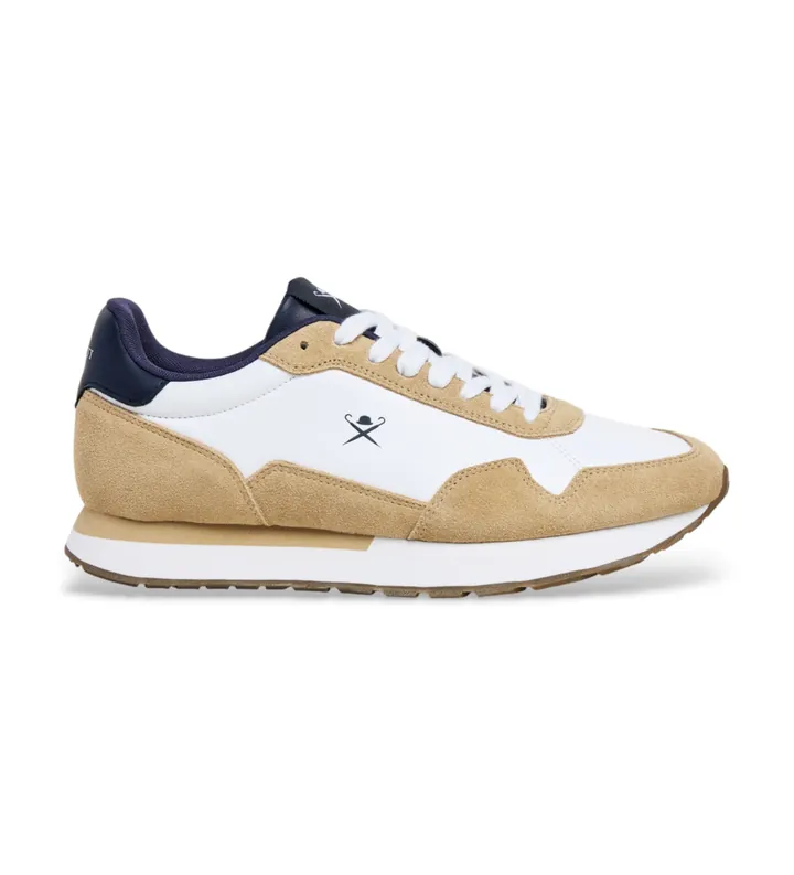 Hackett London para hombre. HMS200107 Zapatillas de Piel Vector Plain beige (40), Plano, Cordones, Casual