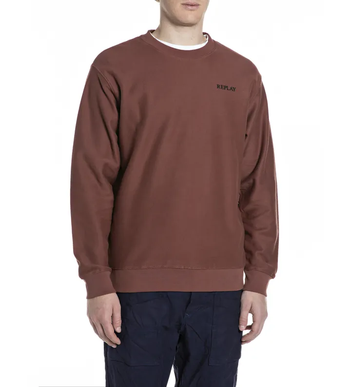 Replay para hombre. M3317.000.24036 Sudadera de felpa granate (L), Casual, Algodón