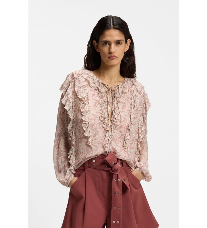 BOSS para mujer. 50557702 Blusa Borma rosa (L), Casual, Viscosa, Manga larga