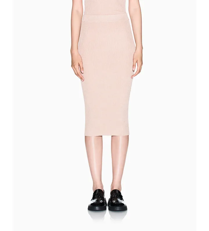 A|X Armani Exchange para mujer. XW001877AF11957M4014 Falda High Waisted midi nude (L), Casual, Clásico, Viscosa
