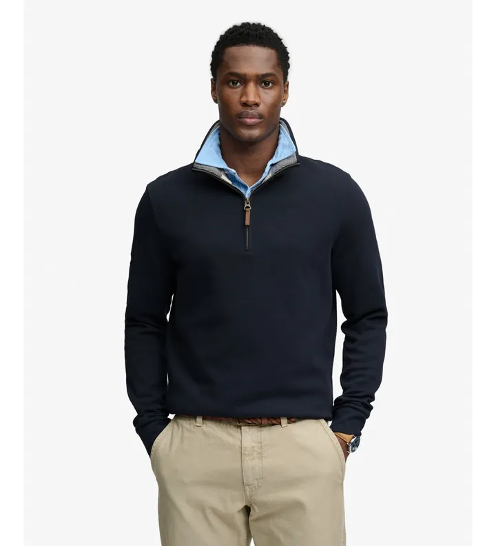 Superdry para hombre. M2014535A Sudadera Essential Pique Half Zip marino (3XL), Casual, Algodón