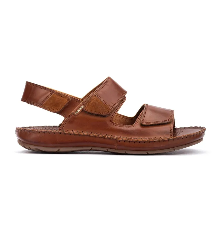 Pikolinos para hombre. 06J-0017C1 Sandalias de piel Tarifa marrón (40), Plano, Velcro, Casual