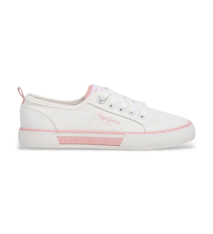 Pepe Jeans para mujer/niña. PGS300010 Zapatillas Brady Club blanco (36), Tela, Plano, Cordones, Casual, moda infantil