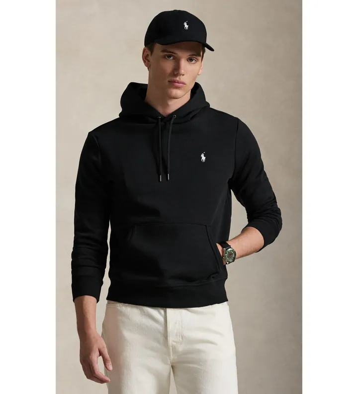 Polo Ralph Lauren para hombre. 710907092013 Sudadera de punto doble con capucha negro (L), Casual, Algodón