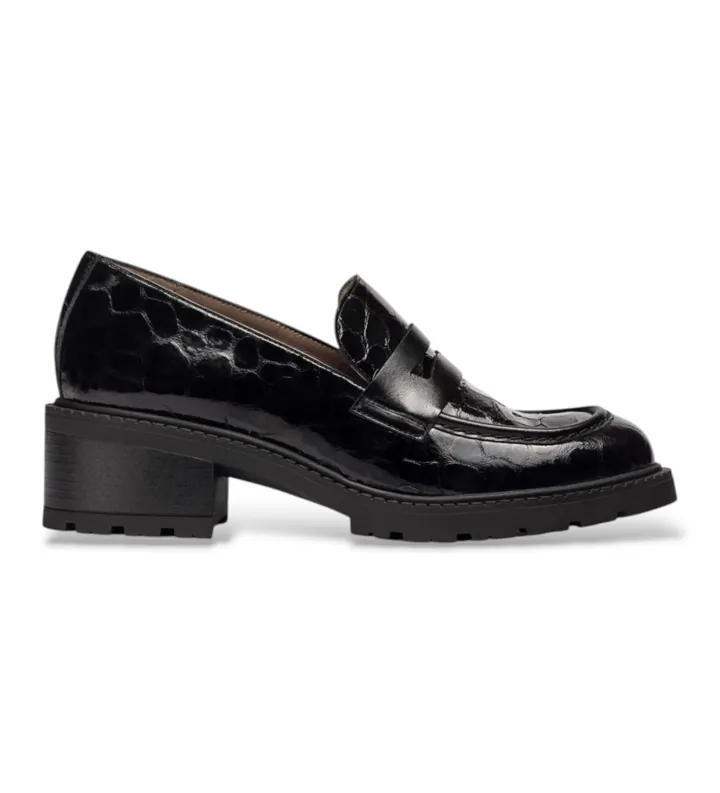 Wonders para mujer. D-1401_5633_5792 Mocasines de Piel Evoclub 01 Negro (37), 1 a 3cm, Ninguno, Casual, Clásico, Charol