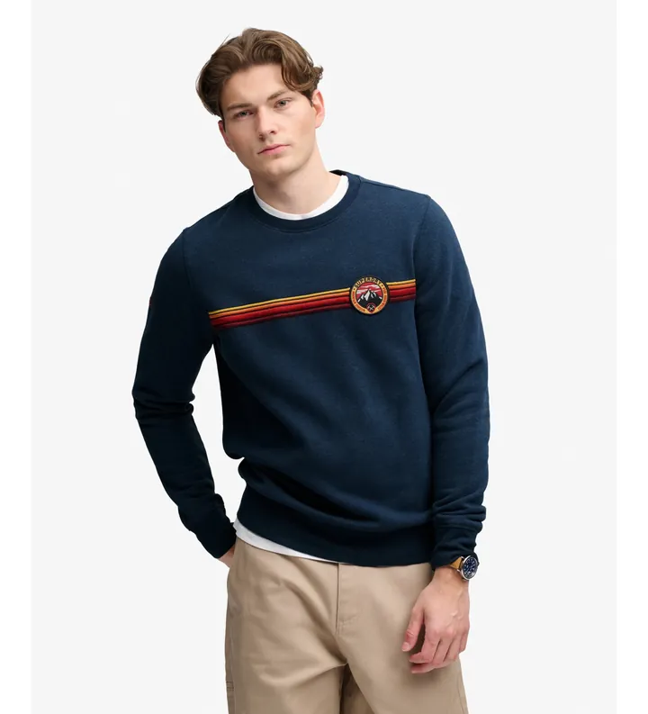 Superdry para hombre. M2014569A Sudadera Outdoor Stripe Logo marino (L), Casual, Algodón