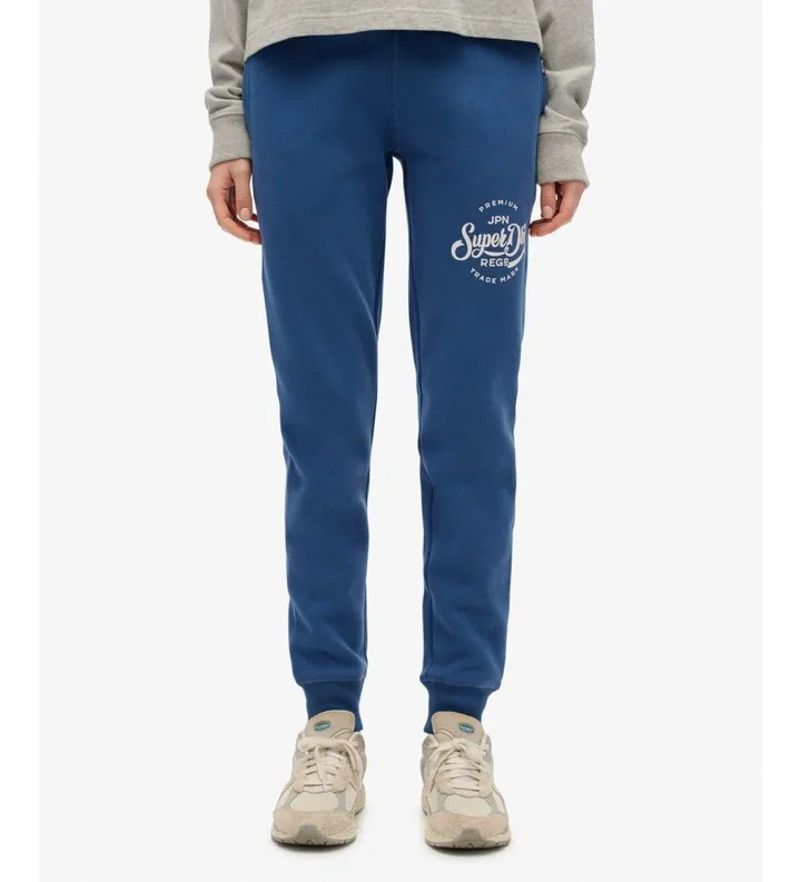 Superdry para mujer. W7011315A Pantalón Jogger Premium Script Entry azul (L), Casual, Algodón