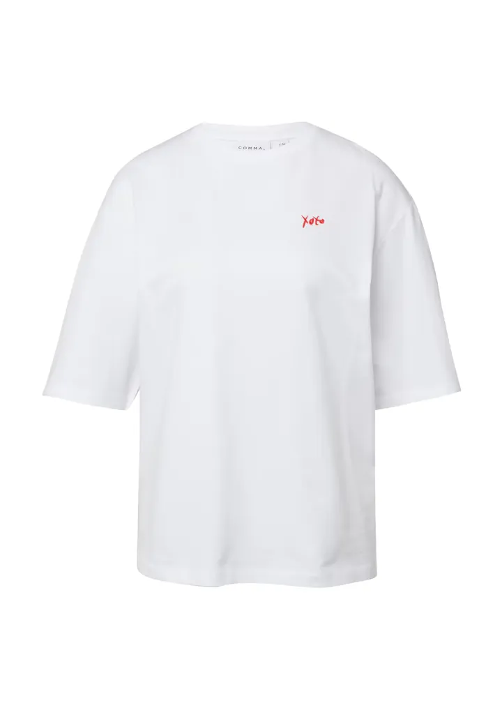 COMMA Camiseta rojo oscuro / blanco