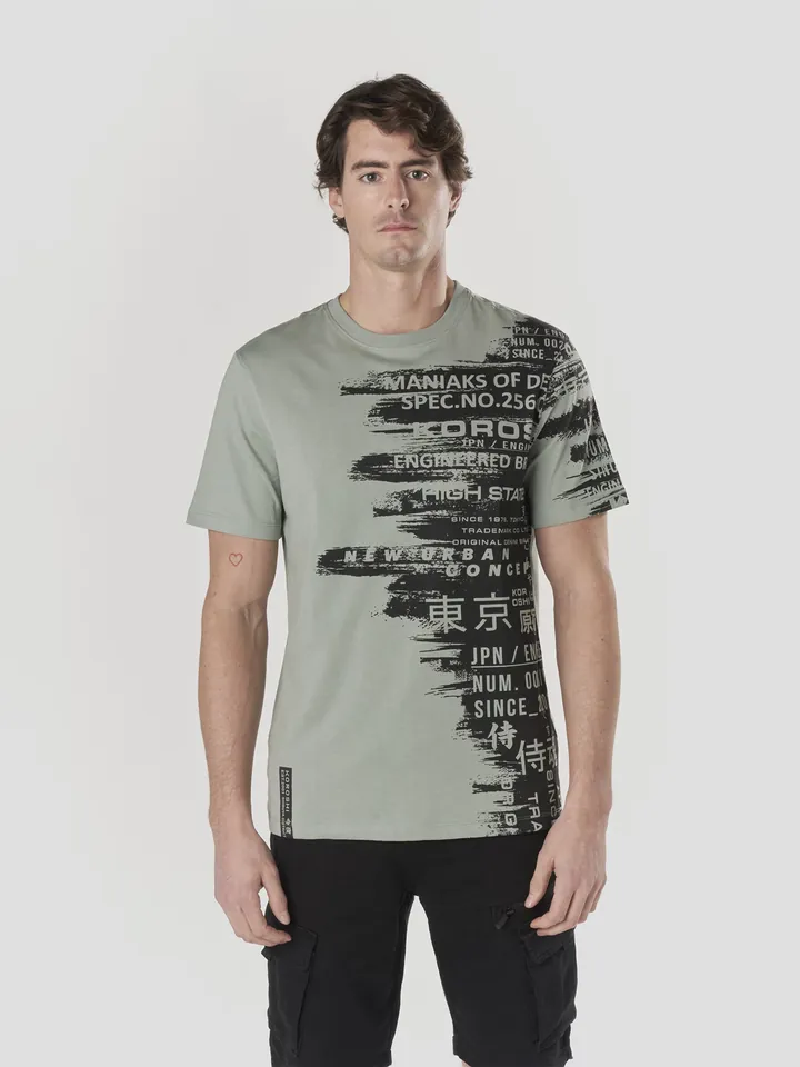 KOROSHI Camiseta  verde claro / negro